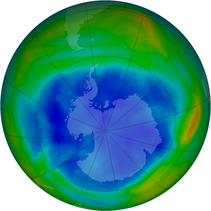 Antarctic ozone map for 12 August 2000